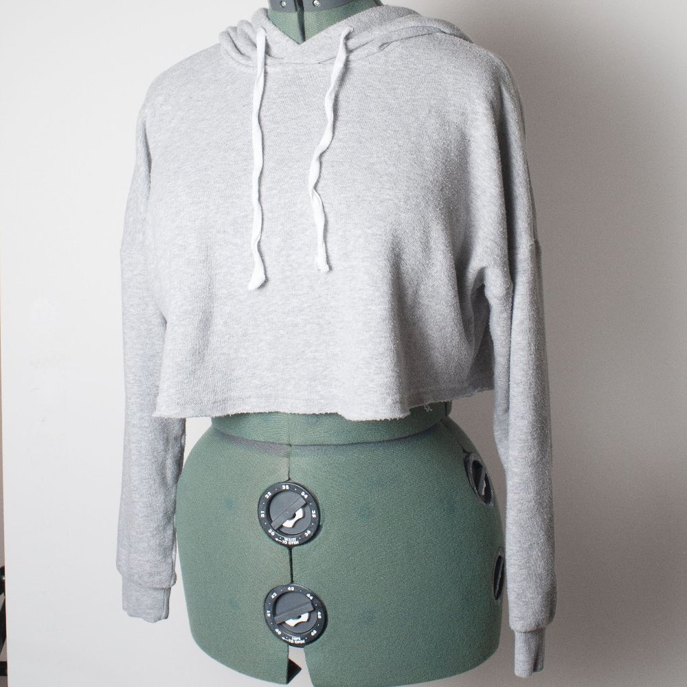 Forever 21 Medium Fleece Cropped Hoodie Grey